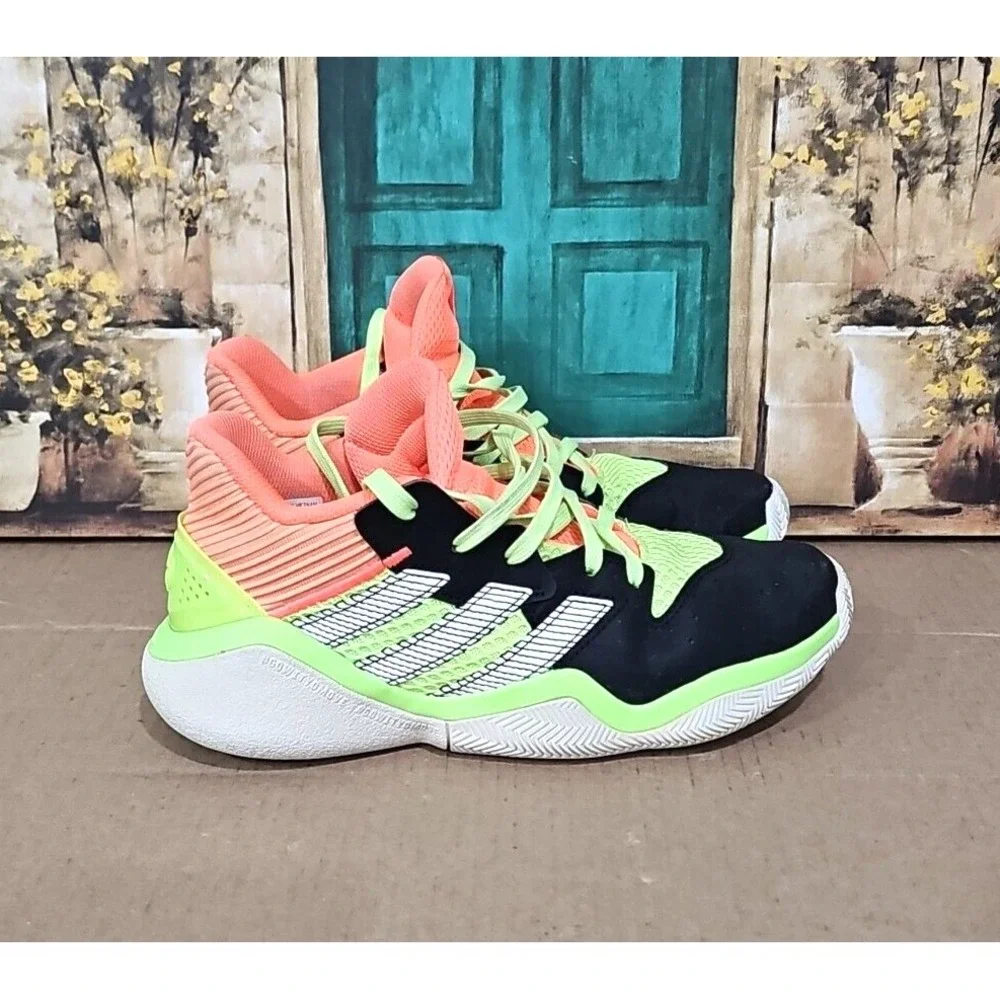 Adidas Harden Stepback J Black/Neon Green/Orange Men's Size 7 Basketball Shoes